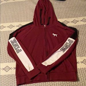 A maroon “PINK” jacket